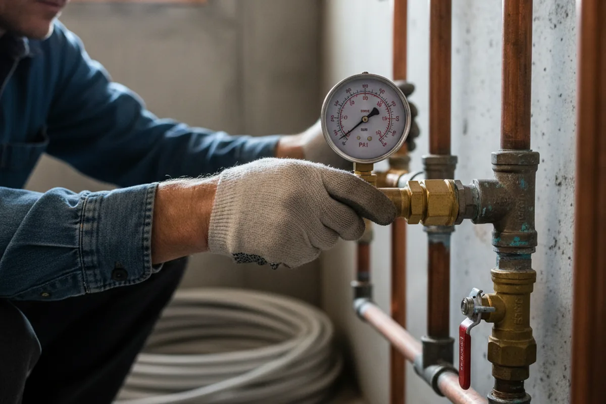 Pressure testing a repaired line during Water Line Repair in Carpinteria